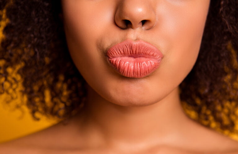 Cropped close up photo of tempting full big with bright beautifu
